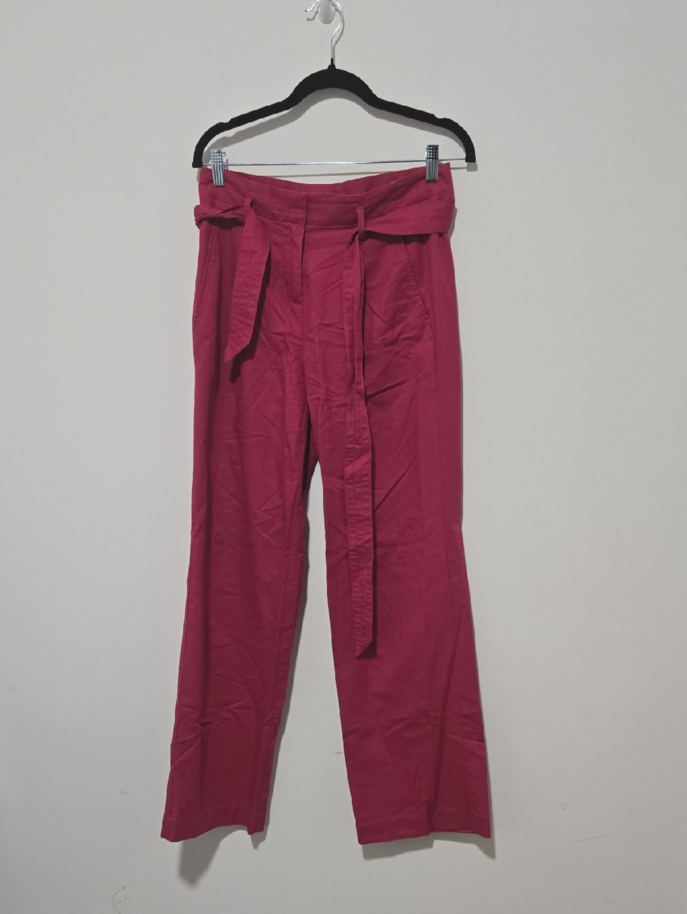 Ann Taylor Factory Magenta Paperbag-Waist Wide Leg Pants with Tie